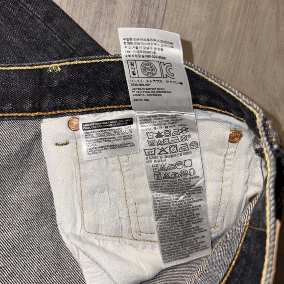 Levis 501 Jeans Men Size 38/30 Black Denim Button Fly Cotton Classic Straight - Picture 7 of 7